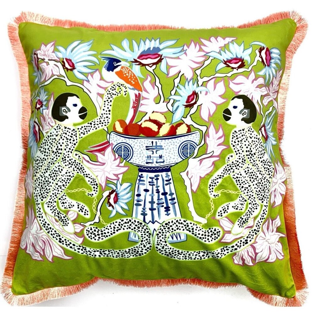 Decorative Pillow Monkey Design New Cover and Insert Whimsical Decor